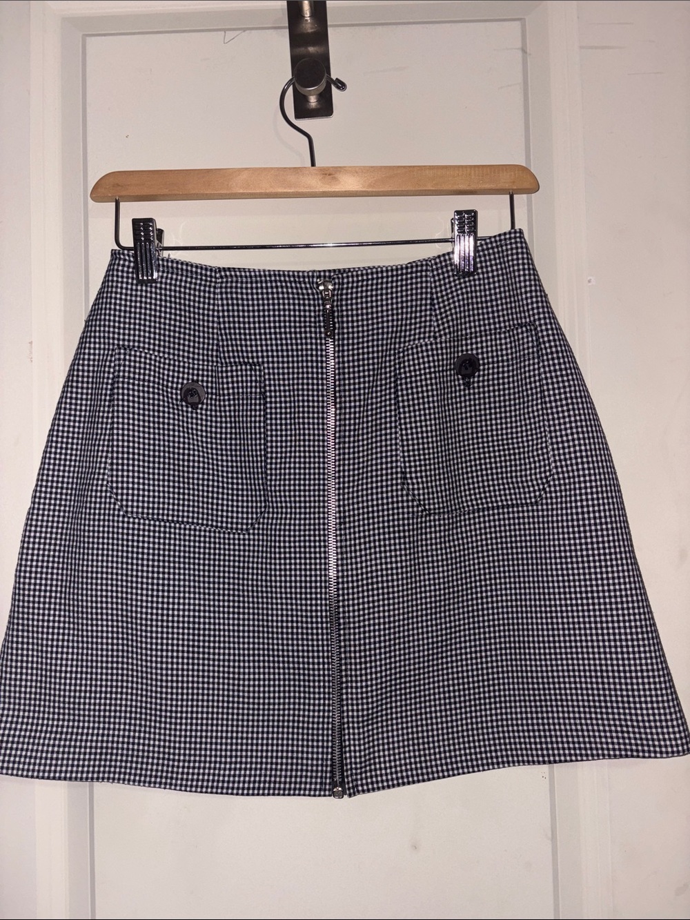 Prima Donna Black & White Gingham Zip-Front Mini Skirt